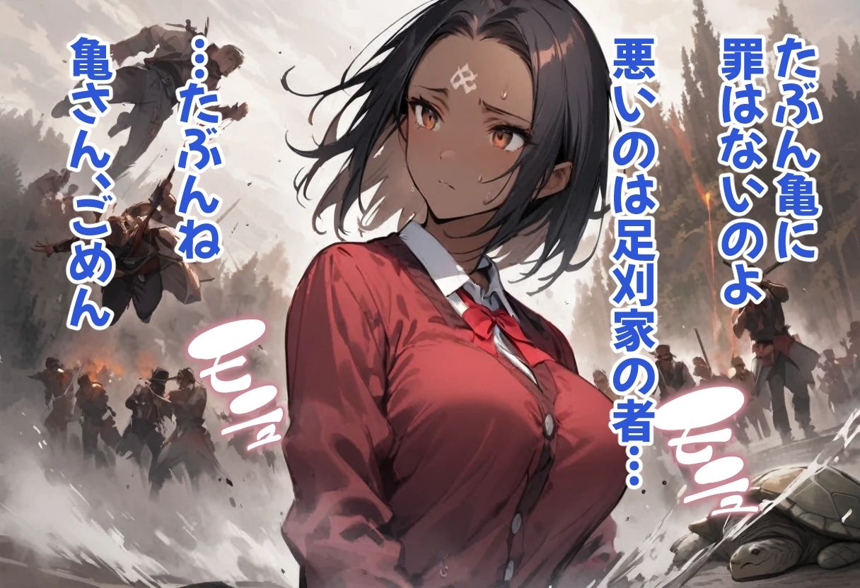 サンプル画像5:ダークエルフVS巨大亀(コーンパン) [d_496938]