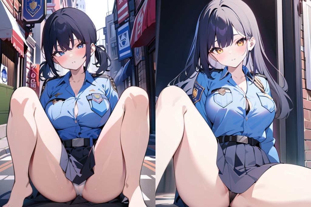 サンプル画像4:可愛いポリスが巡回中に大胆M字開脚(彩風  咲) [d_497003]