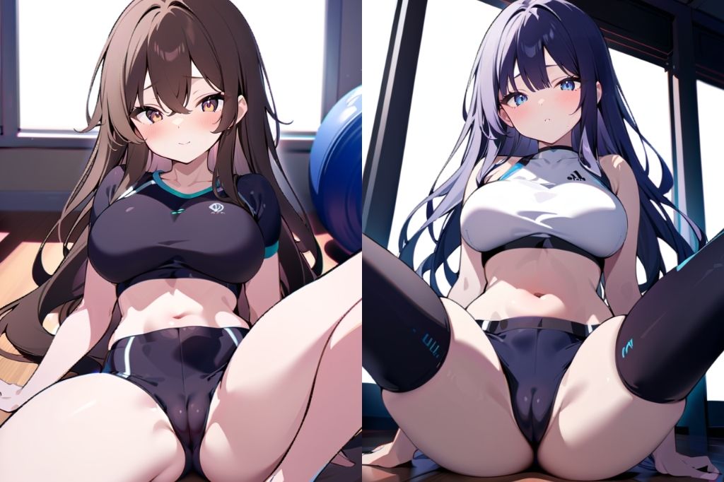 まんすじ丸見えのスパッツお姉さんのM字開脚の画像3