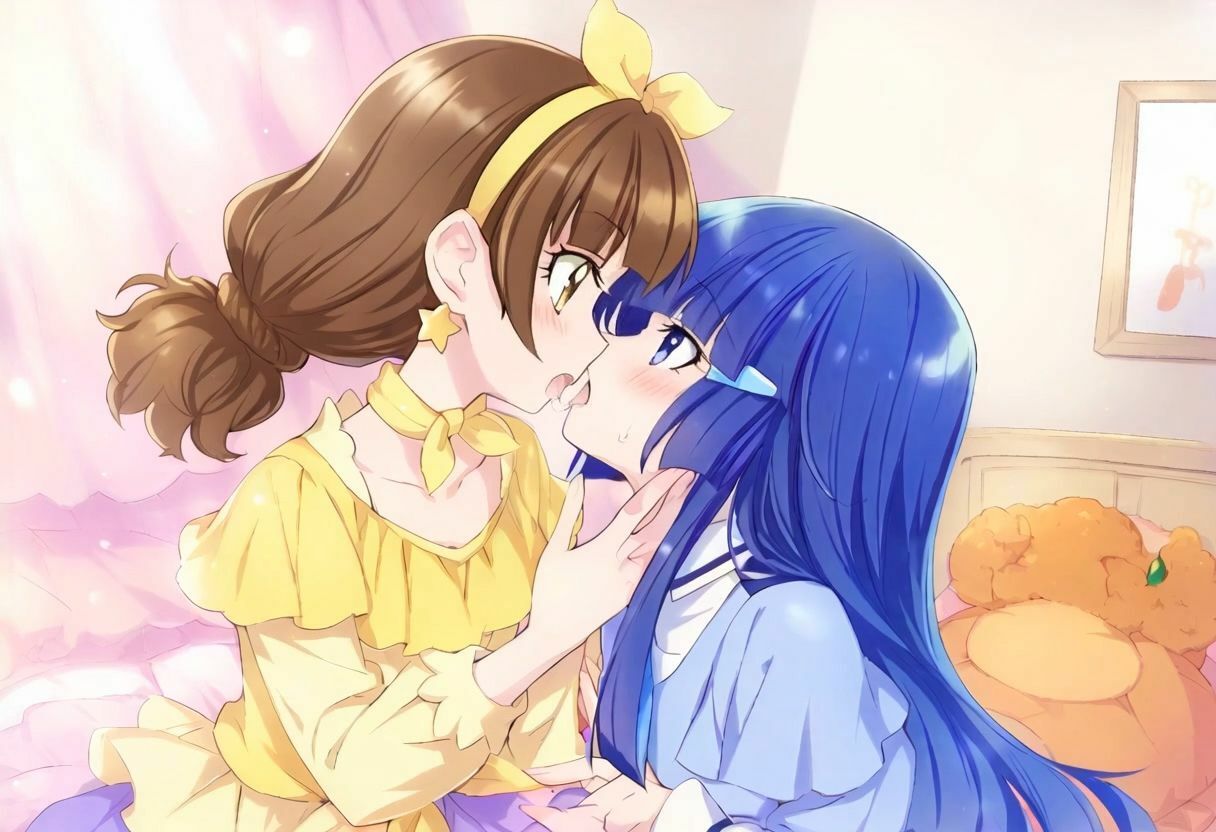 サンプル画像3:美少女たちの百合キスと女神たちのダブルフェラ(ぬぎかけぱんつ) [d_498057]