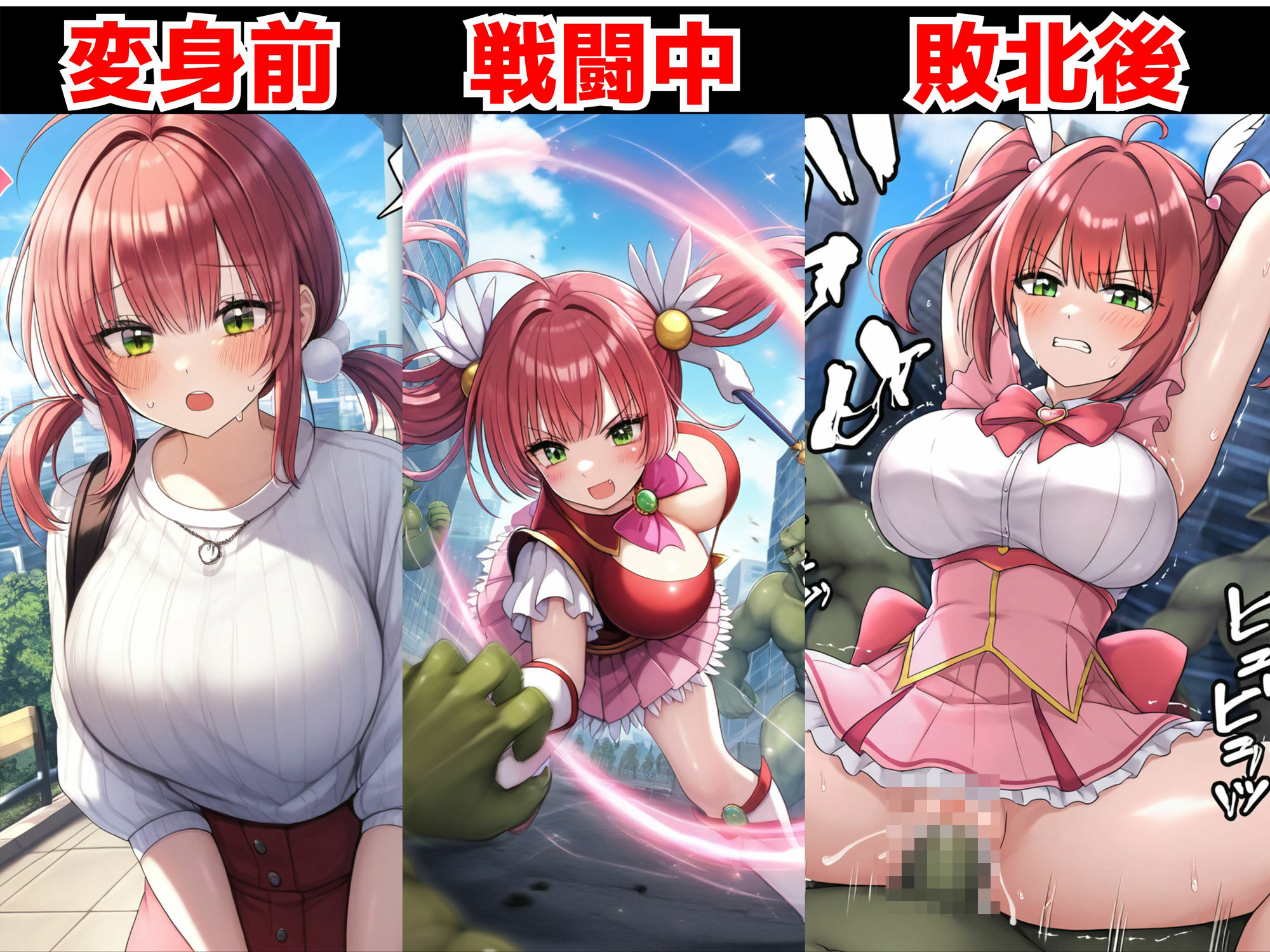 サンプル画像4:変身ヒロインはモンスターに種付けされてアヘ顔に！？ 【魔法少女異種姦:500枚】(あちちハウス) [d_498574]