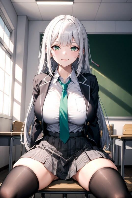 サンプル画像4:銀髪ロングちゃんと教室イチャラブSEX(aru’s art studio) [d_499355]