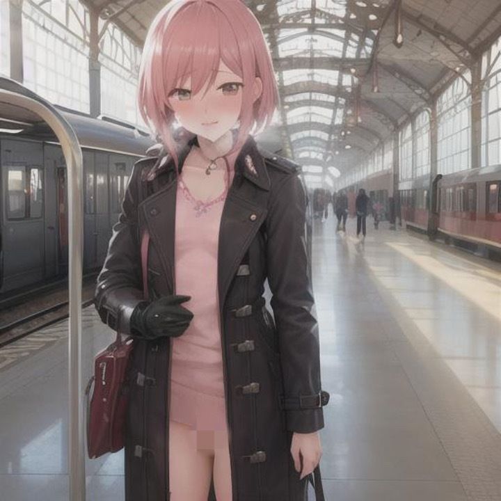 サンプル画像4:露出と言えばトレンチコート！！  ピンク髪ちゃん編(まんまんちん) [d_499548]