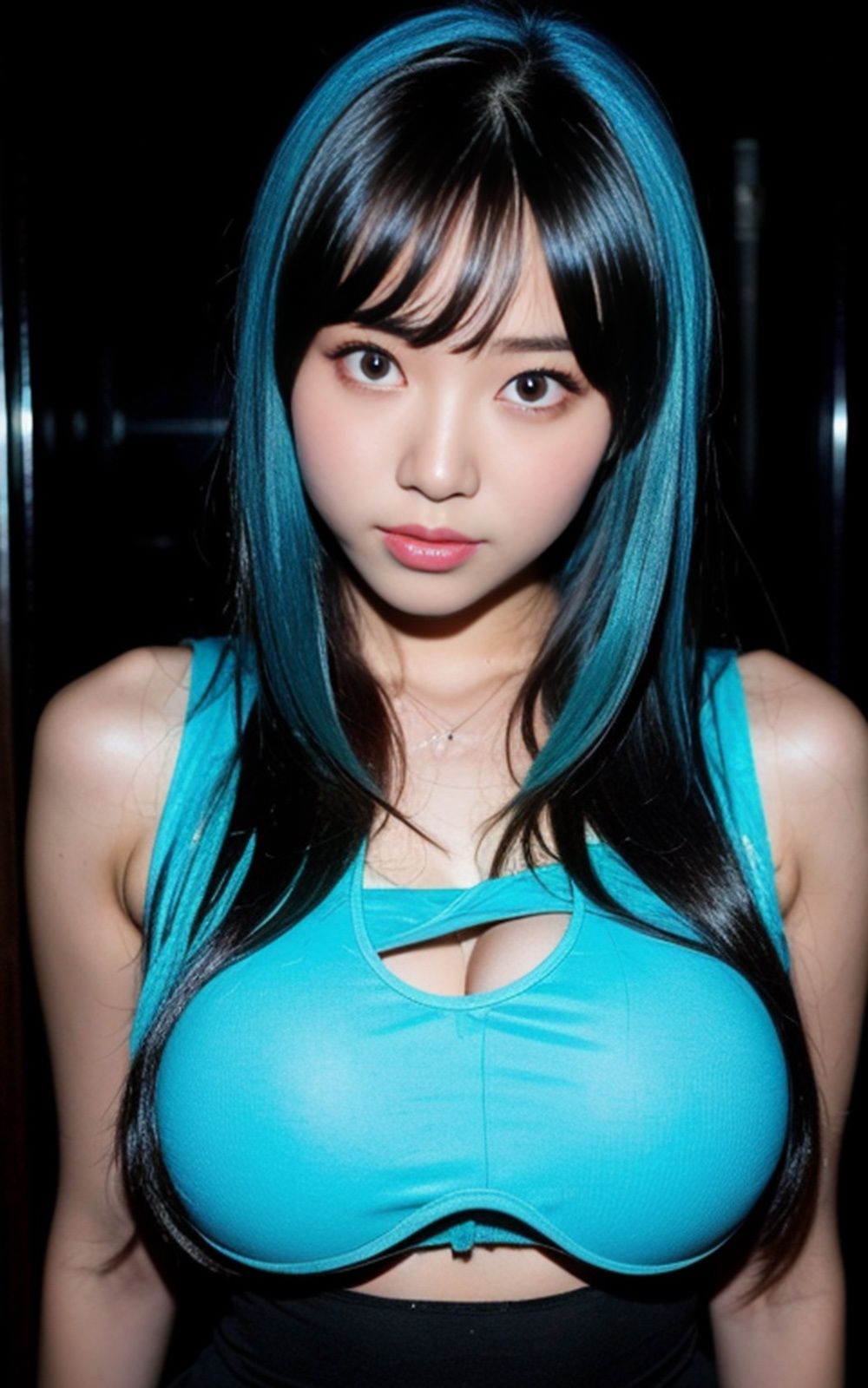 サンプル画像2:巨乳ネオン美女【AIグラドル編集部vol.151】(AI美女出版) [d_499600]