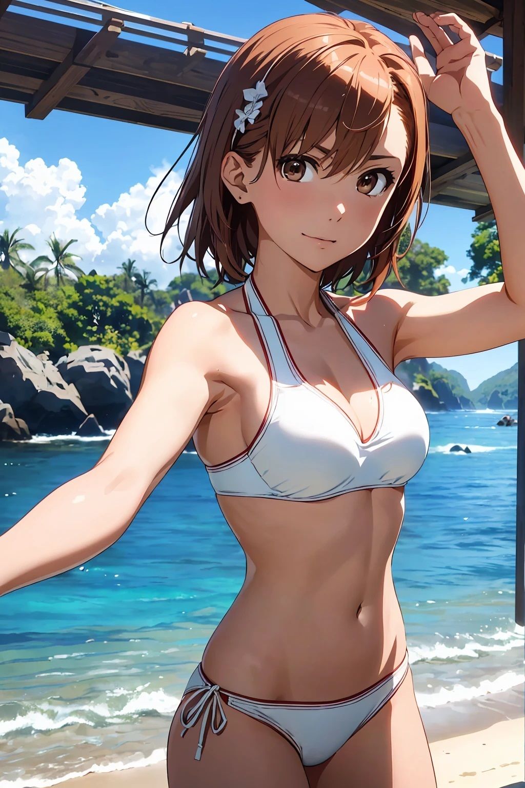 サンプル画像1:御坂〇琴  白ビキニ(ひぐまアート) [d_500007]