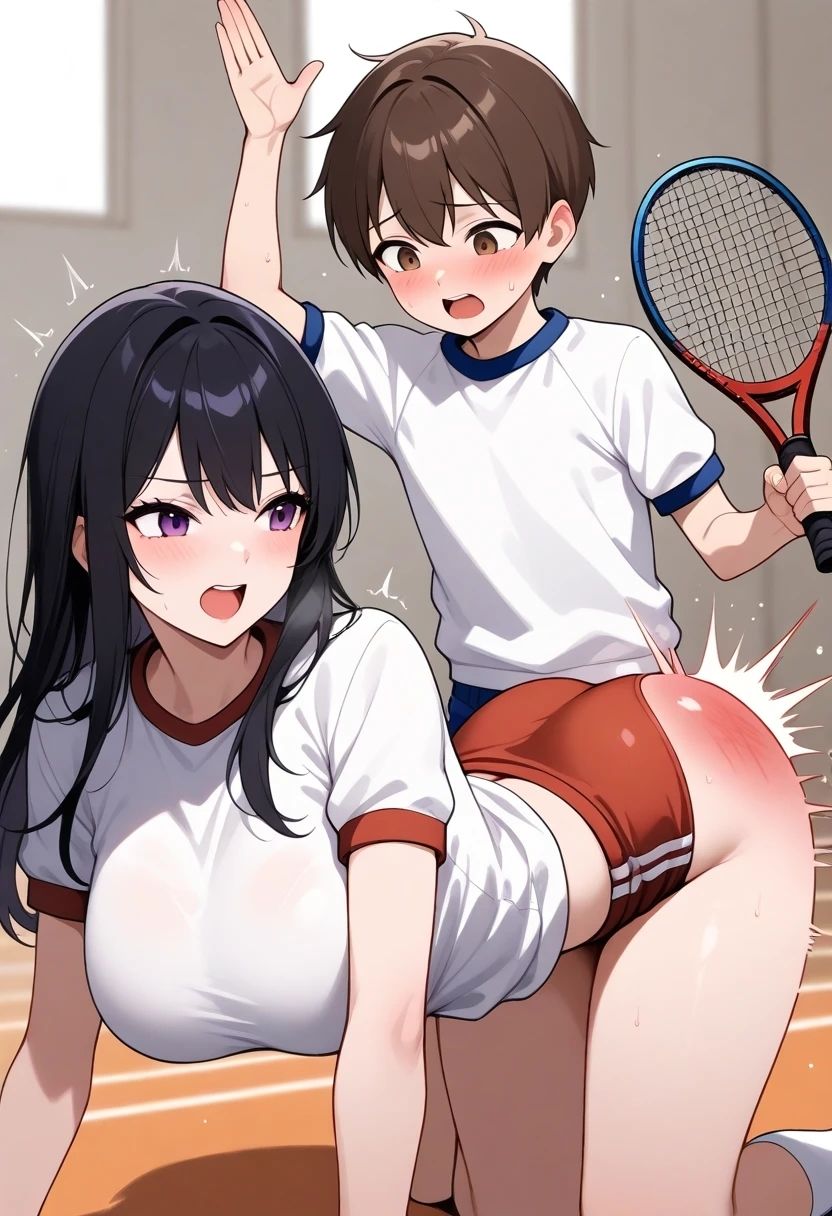 サンプル画像2:少年にお尻を叩かれる体操服の女の子達スパンキングイラスト106枚(あい  イラスト研究所) [d_500041]