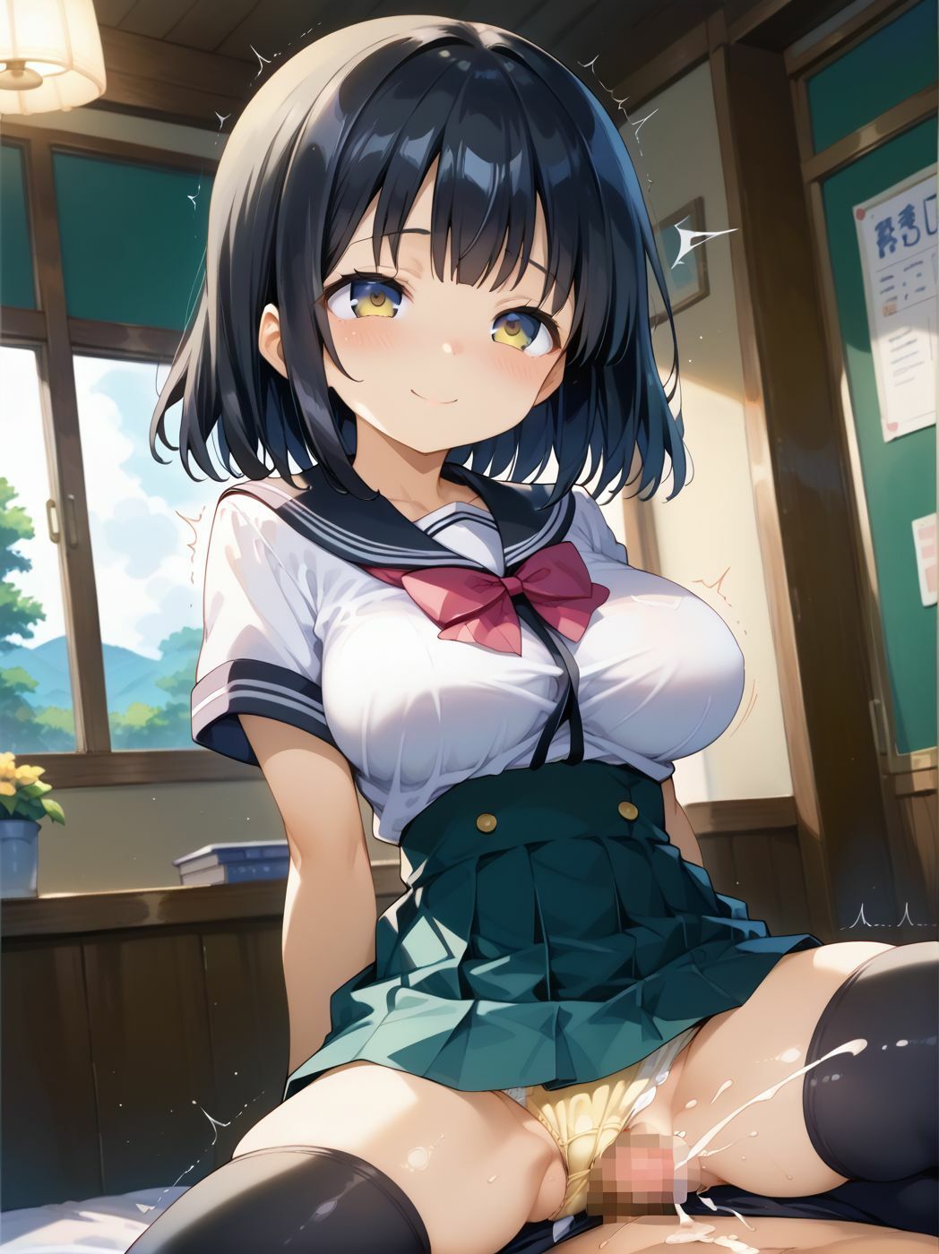 サンプル画像2:巨乳の妹と学校で生挿入した 「制服だけじゃなくてブルマもスクール水着も好きなの？」(nes_aiart) [d_500486]