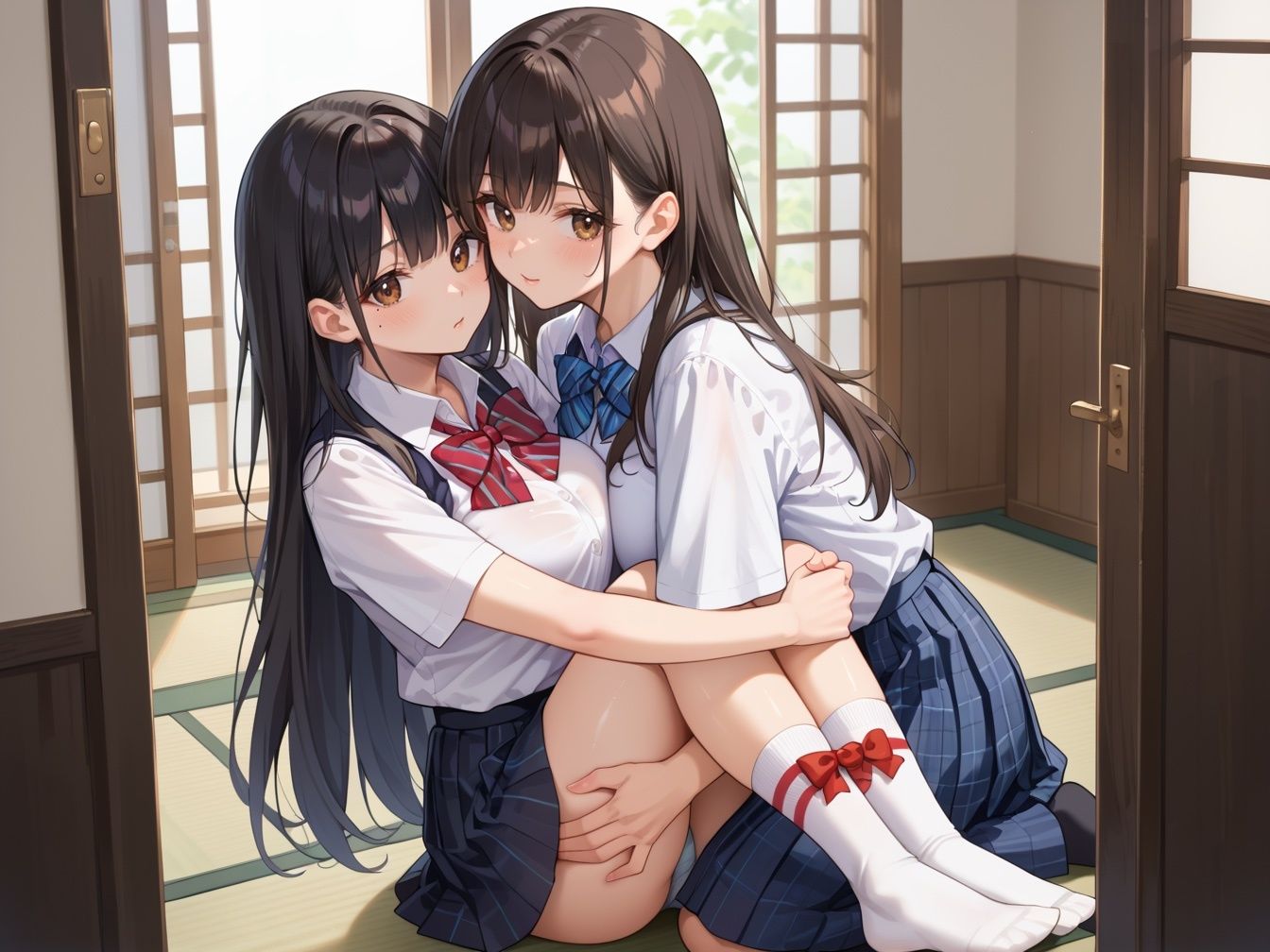 サンプル画像1:双子女子校生を中出し調教 姉妹まとめて孕ませる(妄想マカロン) [d_500974]