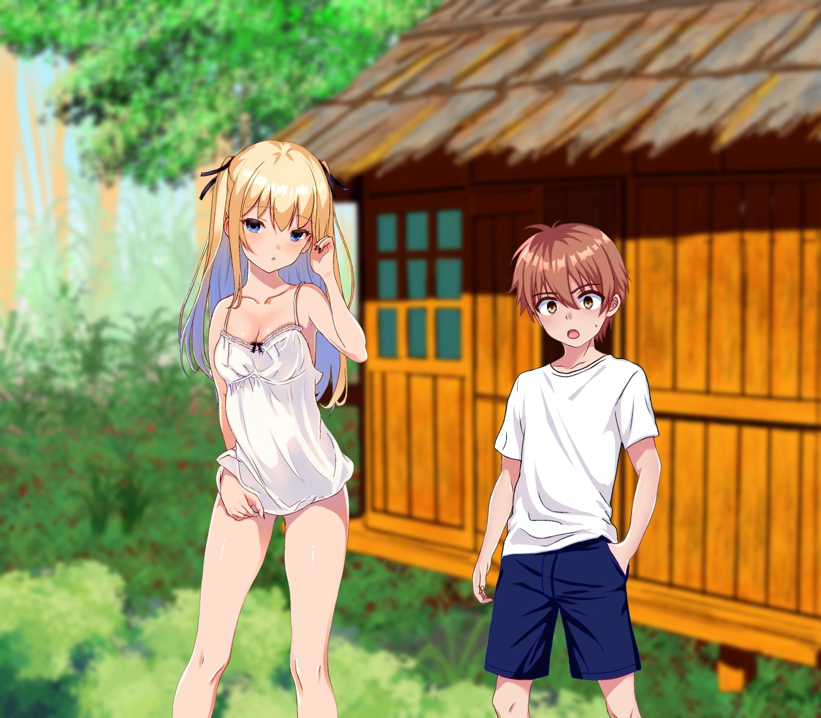 サンプル画像1:いたずら少年が森で出会った金髪美少女に精子を搾り取られる話(さんごじゅ) [d_503182]