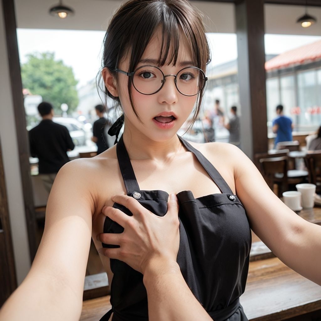 サンプル画像4:【ノーパン喫茶】美女の裸エプロン＆おさわりOKだった！(AI美エロ) [d_503425]