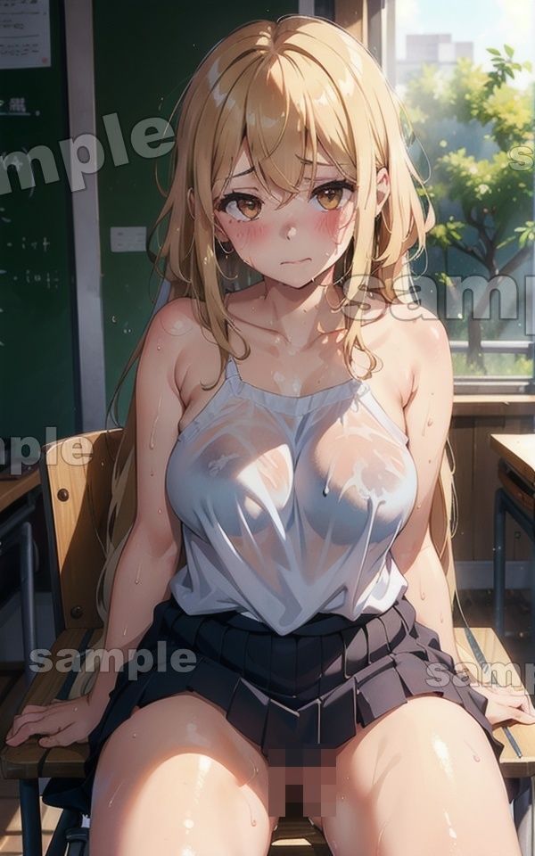 サンプル画像1:JKギャル〜爆乳の金髪ギャルの恥じらいの露出〜「早く中に出して・・・」(秘密のまんこちゃん) [d_503776]