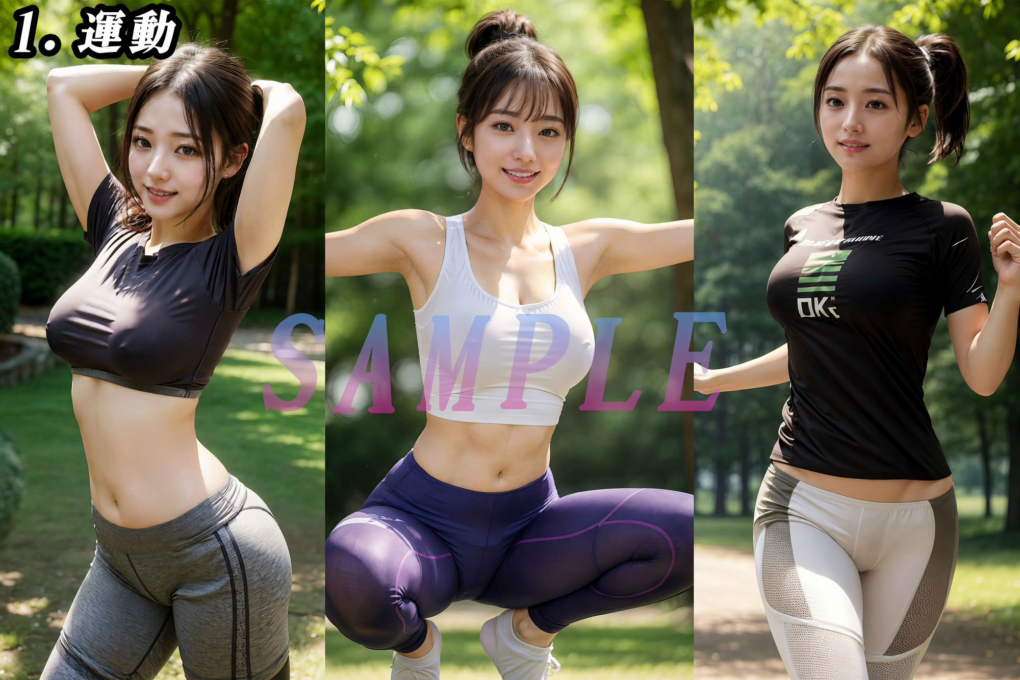 サンプル画像4:野外露出 トレーニング姿に目を奪われた早朝の公園(PacificOcean) [d_503792]