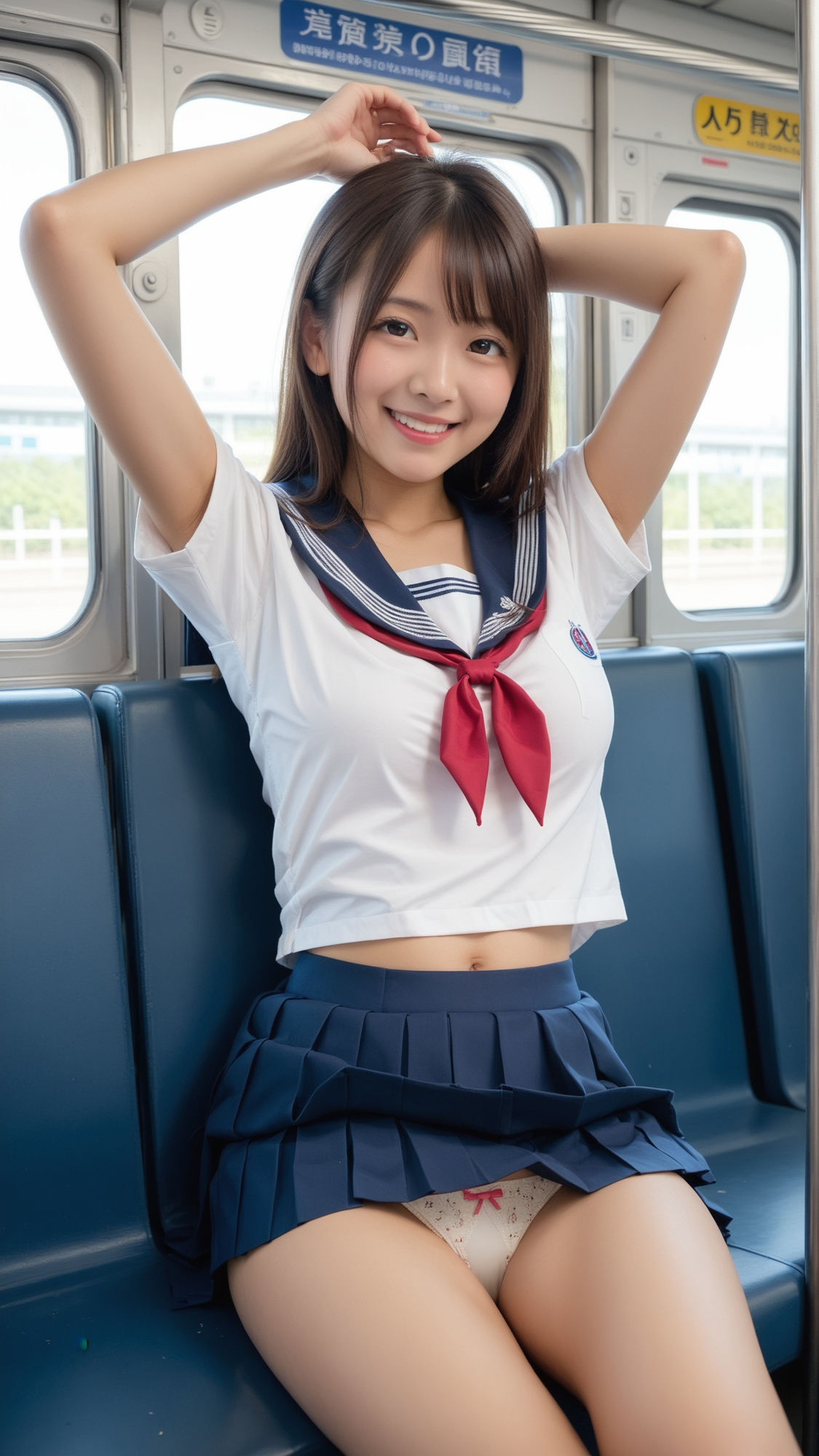 地方都市によくいる超ミニスカート制服女子がいる電車の画像5