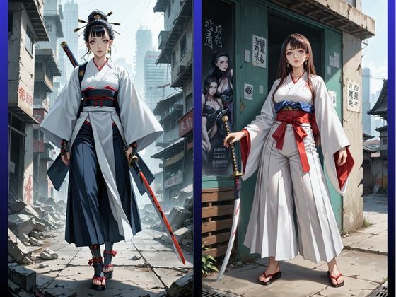 サンプル画像2:Cyberpunk Girl Samurai 01(tyobirin) [d_503817]