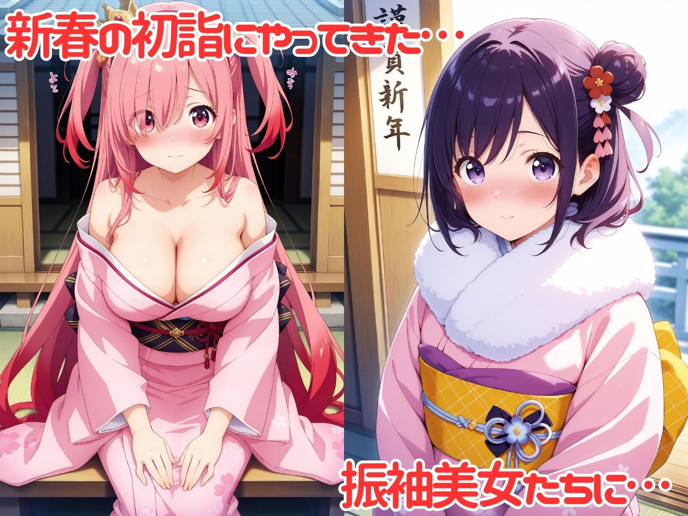 サンプル画像1:新春★振袖美少女たちにエッチなイタズラ♪(ハイスクールパラダイス) [d_504170]