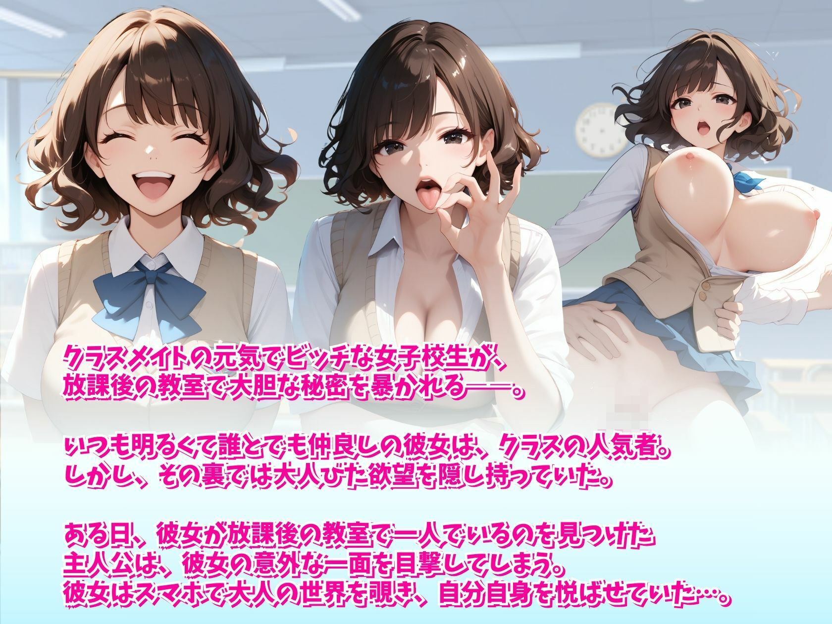 サンプル画像1:ビッチなクラスメイト4〜クラスの人気者の放課後シークレット〜(推し娘) [d_504181]