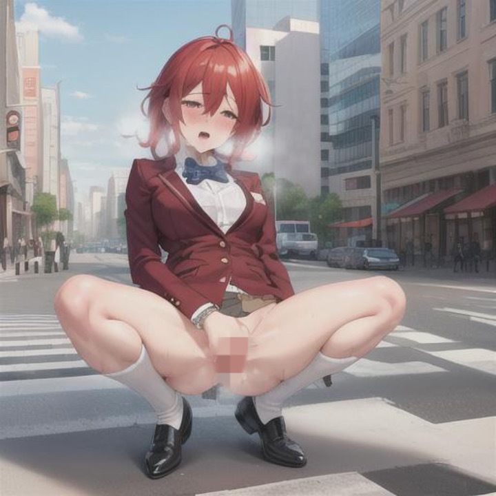 サンプル画像2:ブレザーちゃんのどこでも露出！！  赤髪ちゃん編(まんまんちん) [d_504197]