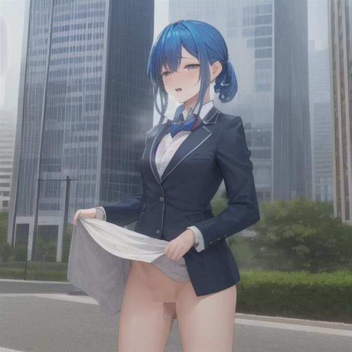 サンプル画像4:ブレザーちゃんのどこでも露出！！  青髪ちゃん編(まんまんちん) [d_504208]