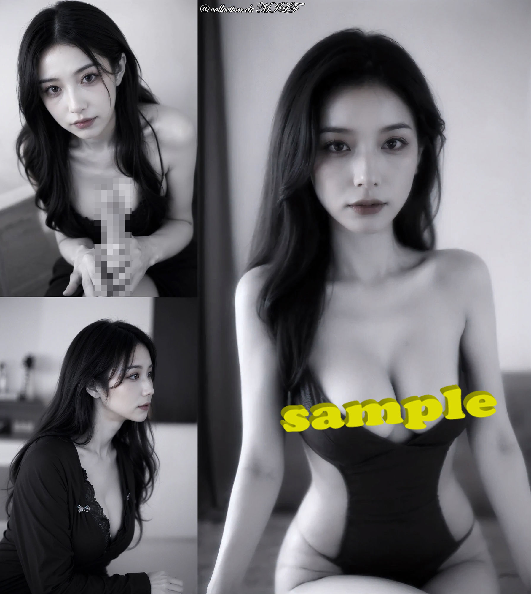 【AI】モノクロームの中の熟女のサンプル画像 6