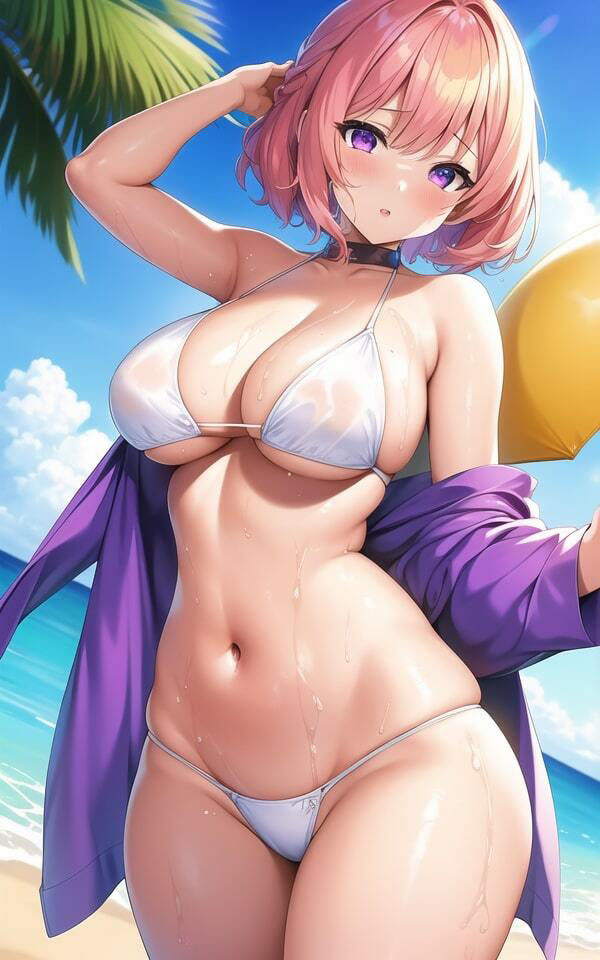 サンプル画像2:ビーチで見つけた爆乳お姉さん(AI未来) [d_504406]