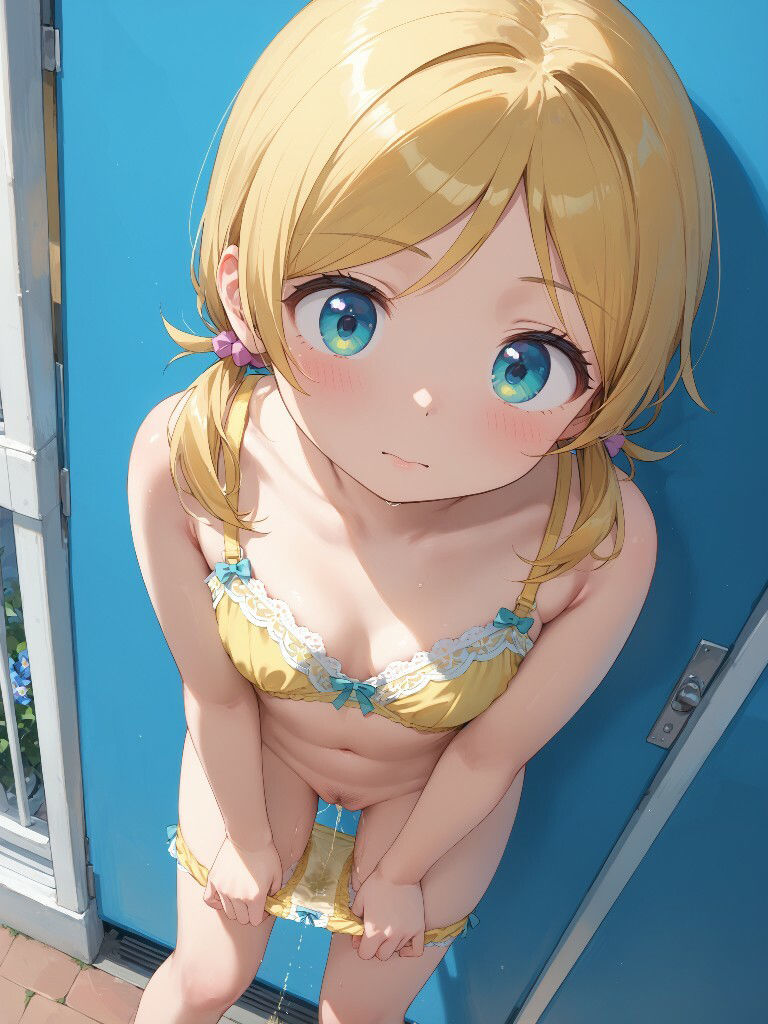 サンプル画像4:かわいい女の子がパンツを半脱ぎしてパンツの裏側に向かっておしっこをおもらししている画像集(えっふぇれ) [d_504787]