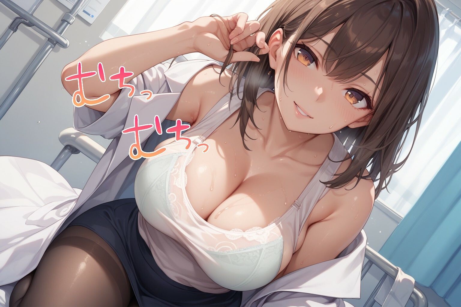 サンプル画像6:【胸チラ・無防備・ラッキースケベ】清楚で美人な女医の胸元が、ふとした瞬間に…(チラリズム工房) [d_505031]