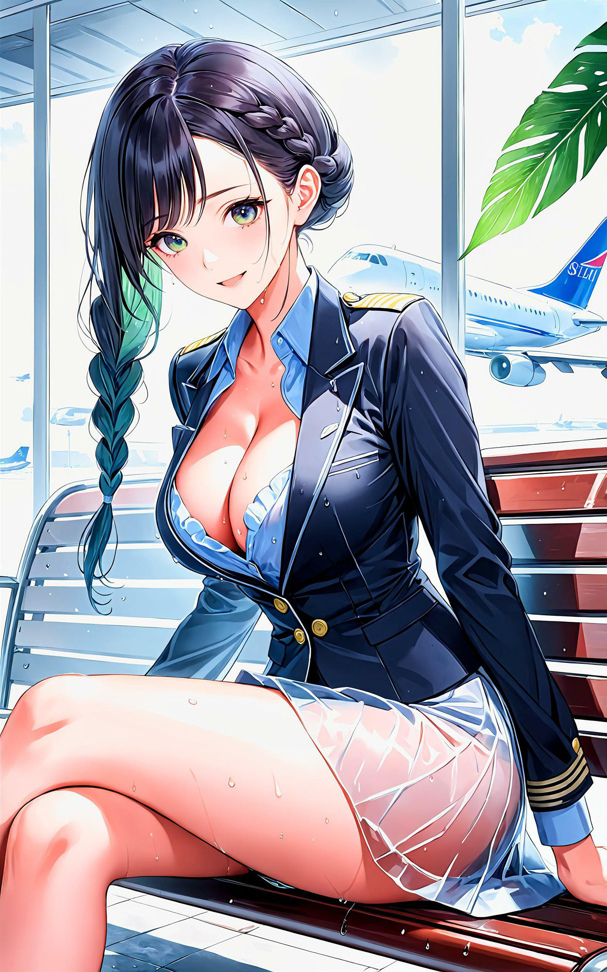 サンプル画像1:エチエチスチュワーデスさん フライト中に急接近！そんなに近いと緊急着陸不可なんだがw vol.2(BETA) [d_505352]