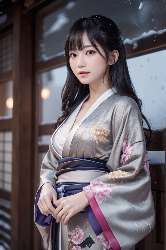 サンプル画像1:静寂の美〜雪景色に佇む着物姿 AI写真集(Ai-HOHOEMI) [d_505369]