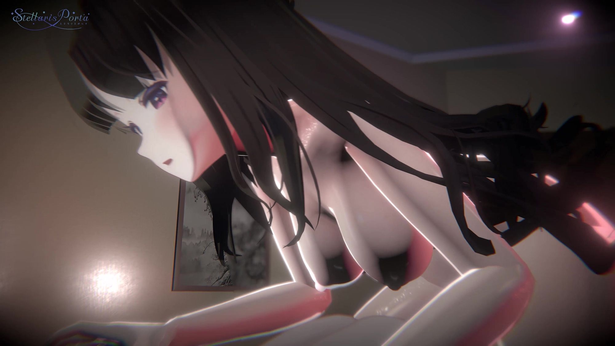 【実演生配信X3Dアニメ】みんなの前で雑談フェラ中出し配信  天海やえさん