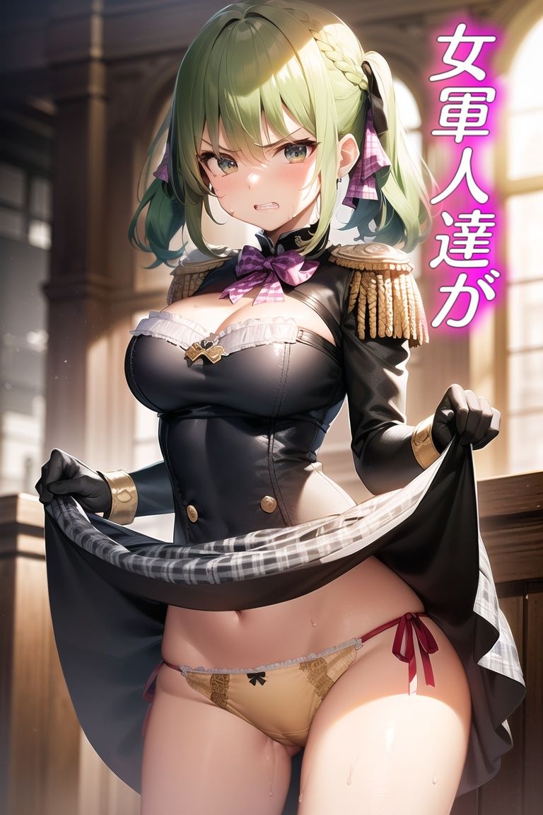 サンプル画像1:嫌な顔してパンツ見せてくる女の子〜女軍人編〜(AIパンツ部) [d_505590]