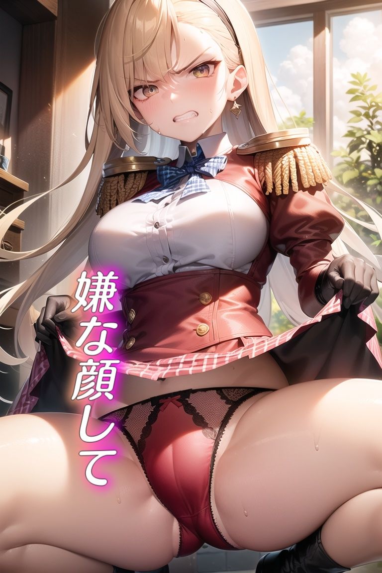 サンプル画像2:嫌な顔してパンツ見せてくる女の子〜女軍人編〜(AIパンツ部) [d_505590]