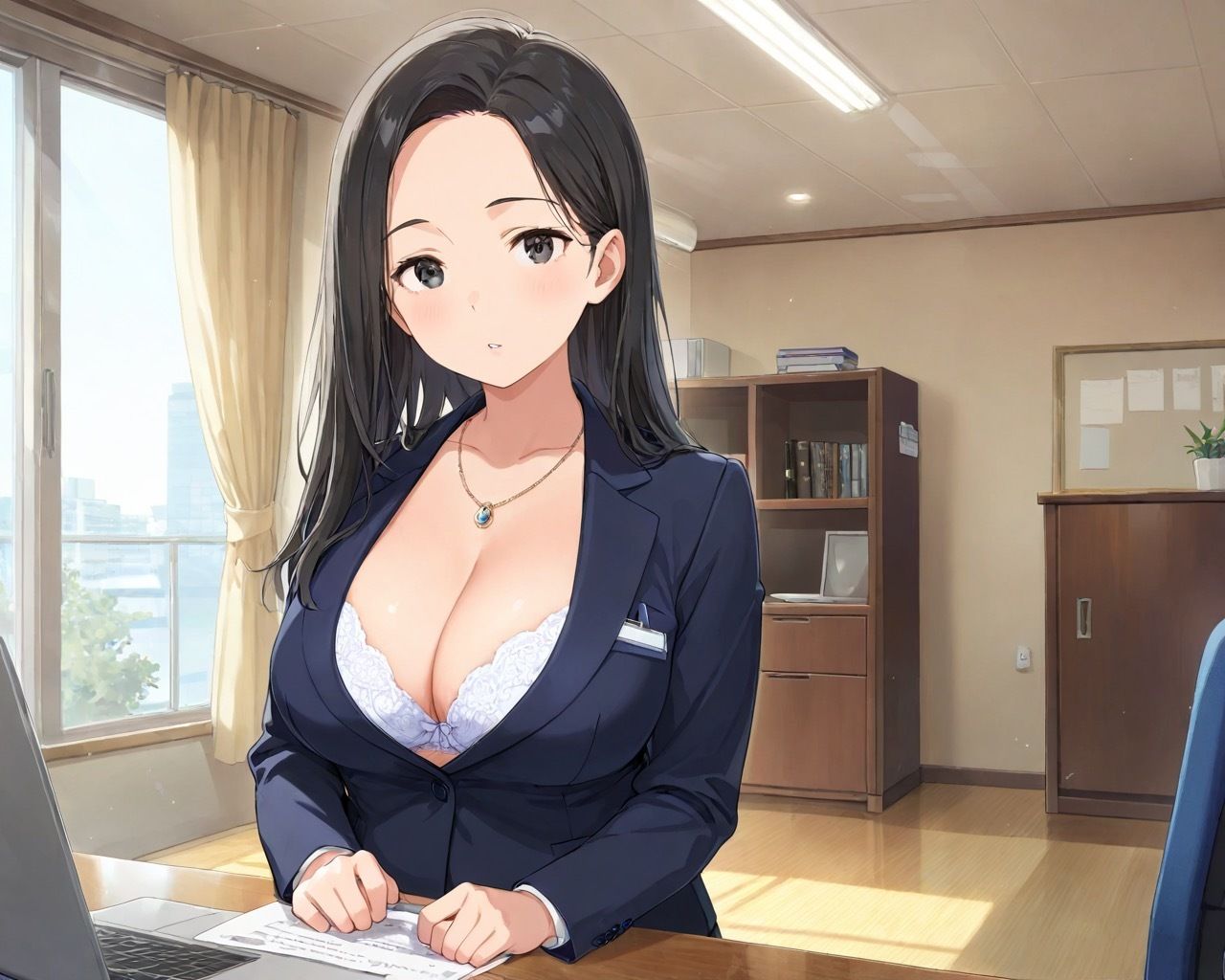 ムチムチ巨乳人妻社員と社内で中出しセックスのサンプル画像 6