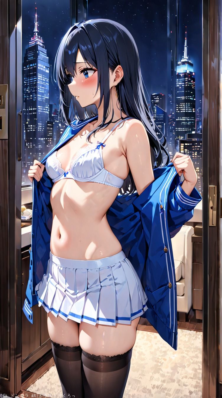 サンプル画像3:AIイラストCG集41  ホテルに泊まる一人の女学生(ドンガラAI美少女イラスト支部) [d_505719]