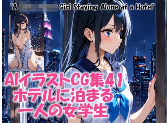 AIイラストCG集41  ホテルに泊まる一人の女学生