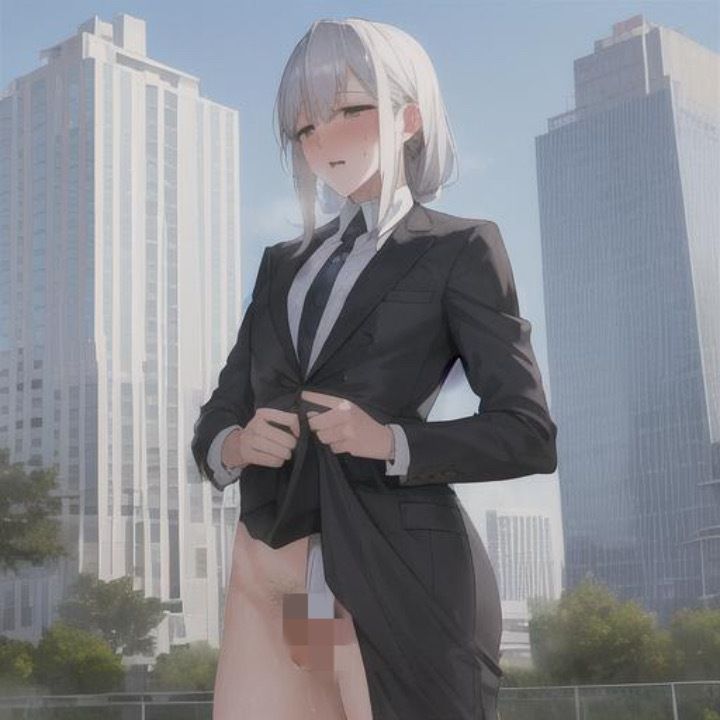 サンプル画像3:ビシッとスーツなのに露出狂  銀髪ちゃん編(まんまんちん) [d_505982]