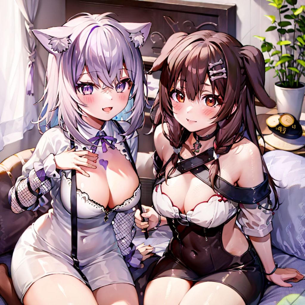 サンプル画像2:てぇてぇCG集 おかころ1 猫又お〇ゆと戌神こ〇ね(てぇてぇ堂) [d_506233]