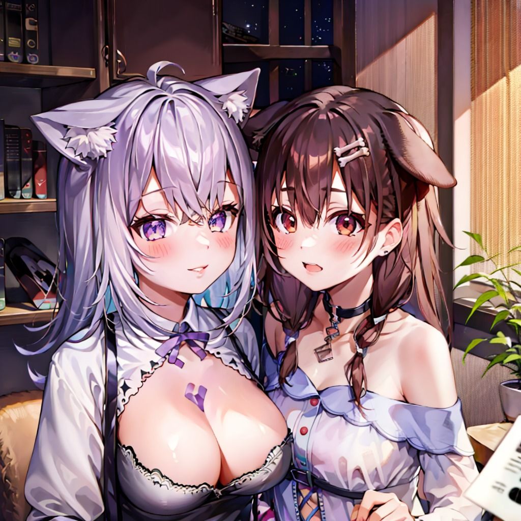 サンプル画像4:てぇてぇCG集 おかころ1 猫又お〇ゆと戌神こ〇ね(てぇてぇ堂) [d_506233]