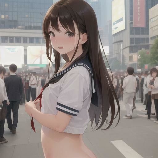 サンプル画像1:セーラー服で露出狂  茶髪ちゃん編(まんまんちん) [d_506501]