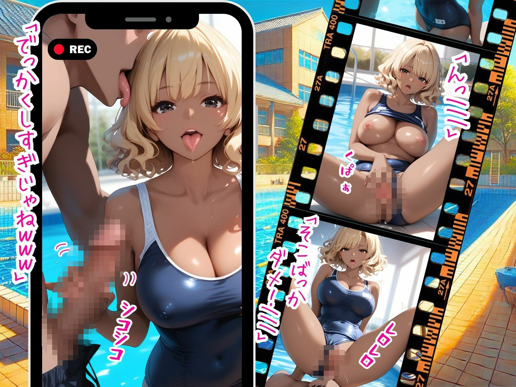 サンプル画像4:プールで広がる快楽の波黒ギャルの甘い吐息(推し娘) [d_506574]