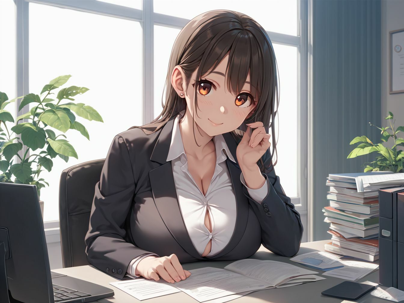 サンプル画像2:爆乳OL後輩と秘密の社内えっち(美女造) [d_506661]