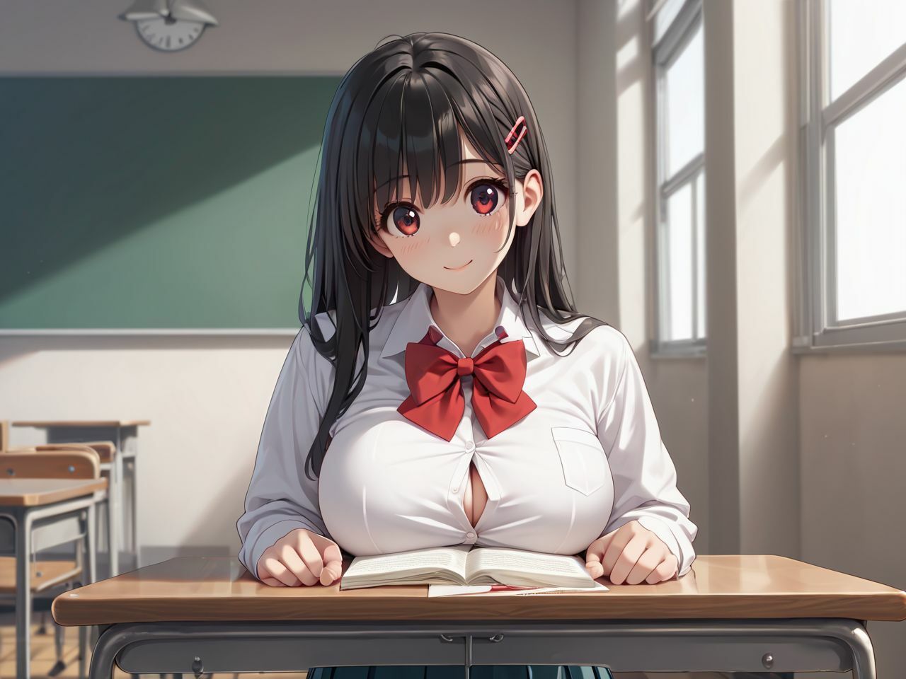 サンプル画像1:爆乳JK後輩と秘密の教室えっち(美女造) [d_506703]