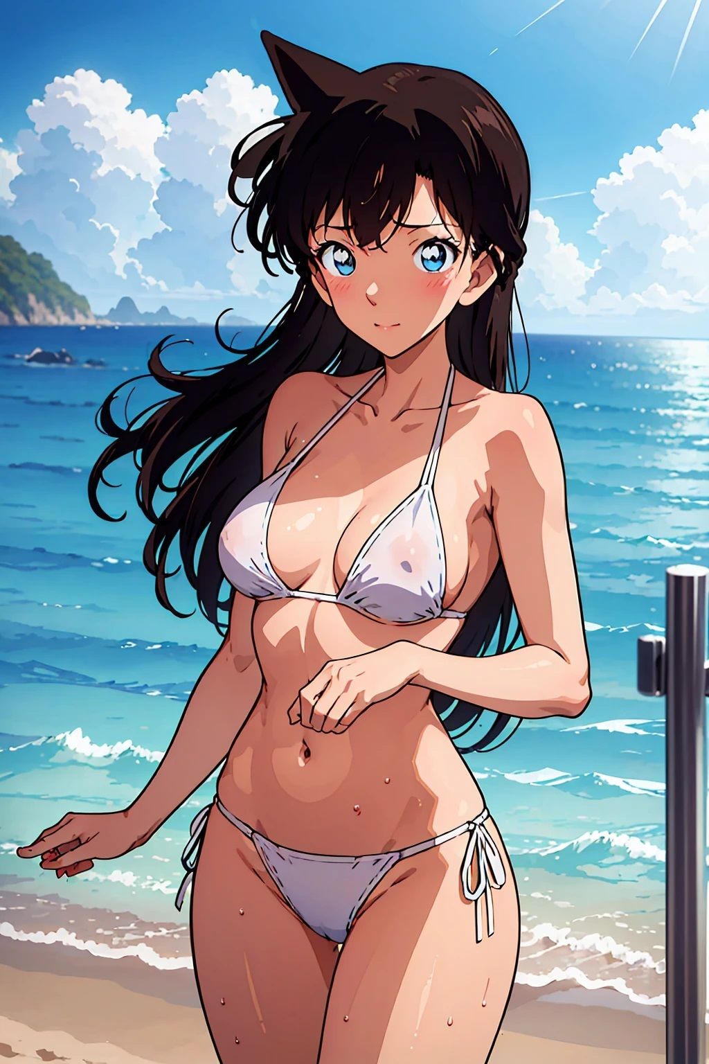 サンプル画像1:毛〇蘭  白ビキニ（100枚）(きたあかりアート) [d_507096]