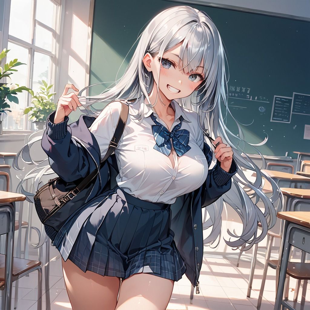 サンプル画像1:【彼ピ大好き♪】銀髪JKカノジョのおまんこオシゴト(Jkと散歩) [d_507245]