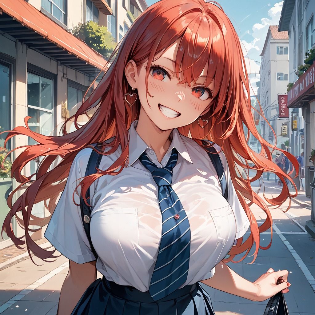 サンプル画像1:【彼ピ大好き♪】赤髪JKカノジョのおまんこオシゴト(Jkと散歩) [d_507247]