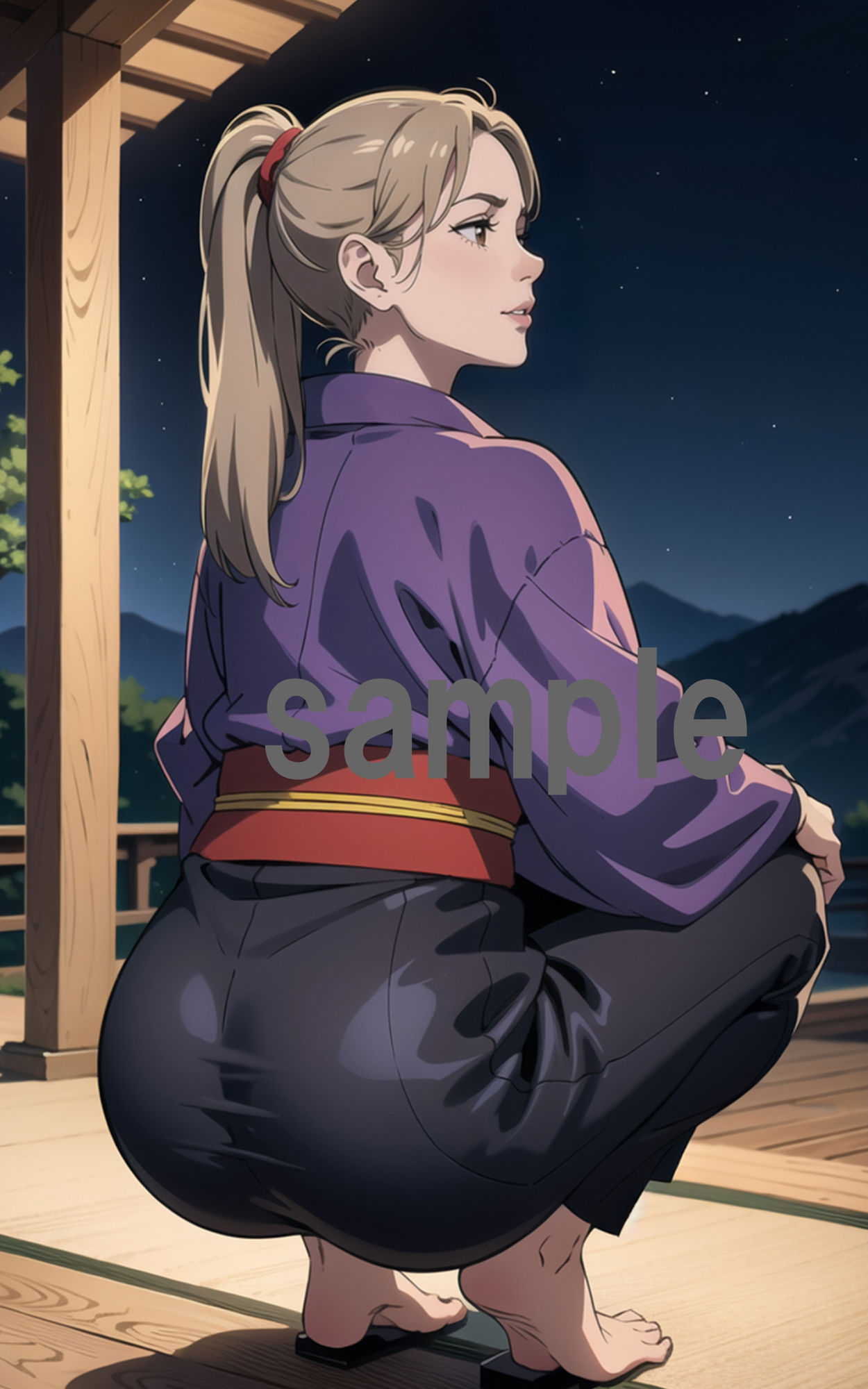 サンプル画像4:【全320枚】『浴衣遊女』イラスト集:雅やかな浴衣と妖艶な魅力の饗宴 -AIで描く究極の美女達-(AIで絶世の美女を作る) [d_507833]