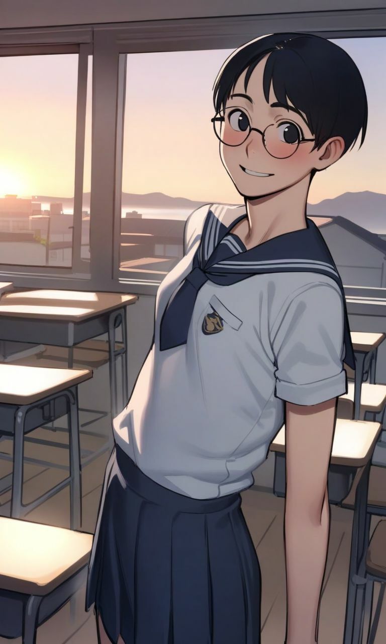 サンプル画像1:オタク眼鏡女子に夕方の教室で無責任中出しして孕ませる(ハラメウメ) [d_507965]