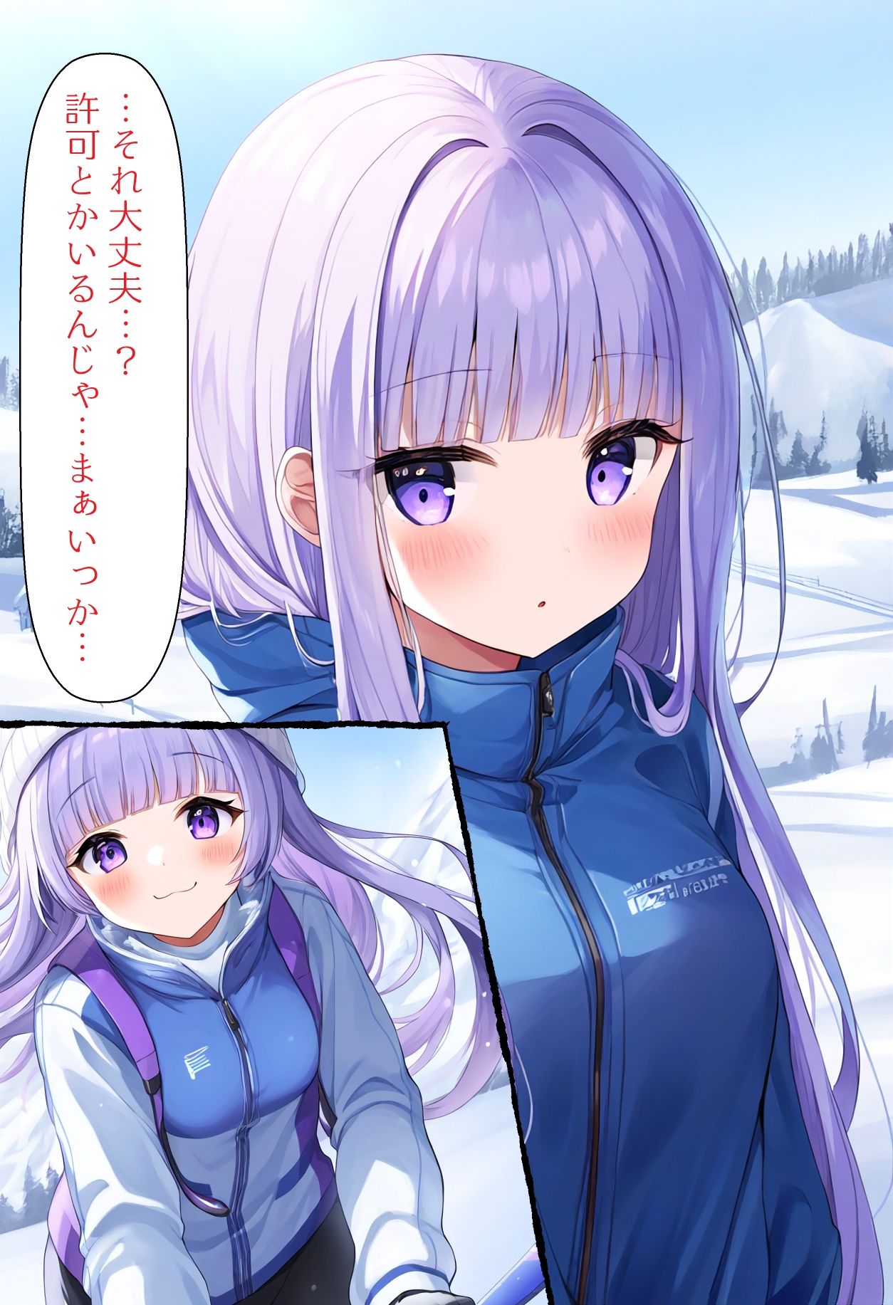 サンプル画像3:［AI生成イラストCG集］スキー場に遊びに行った結果全裸で滑ることになったCG集(しそ@SISO_r18) [d_508631]