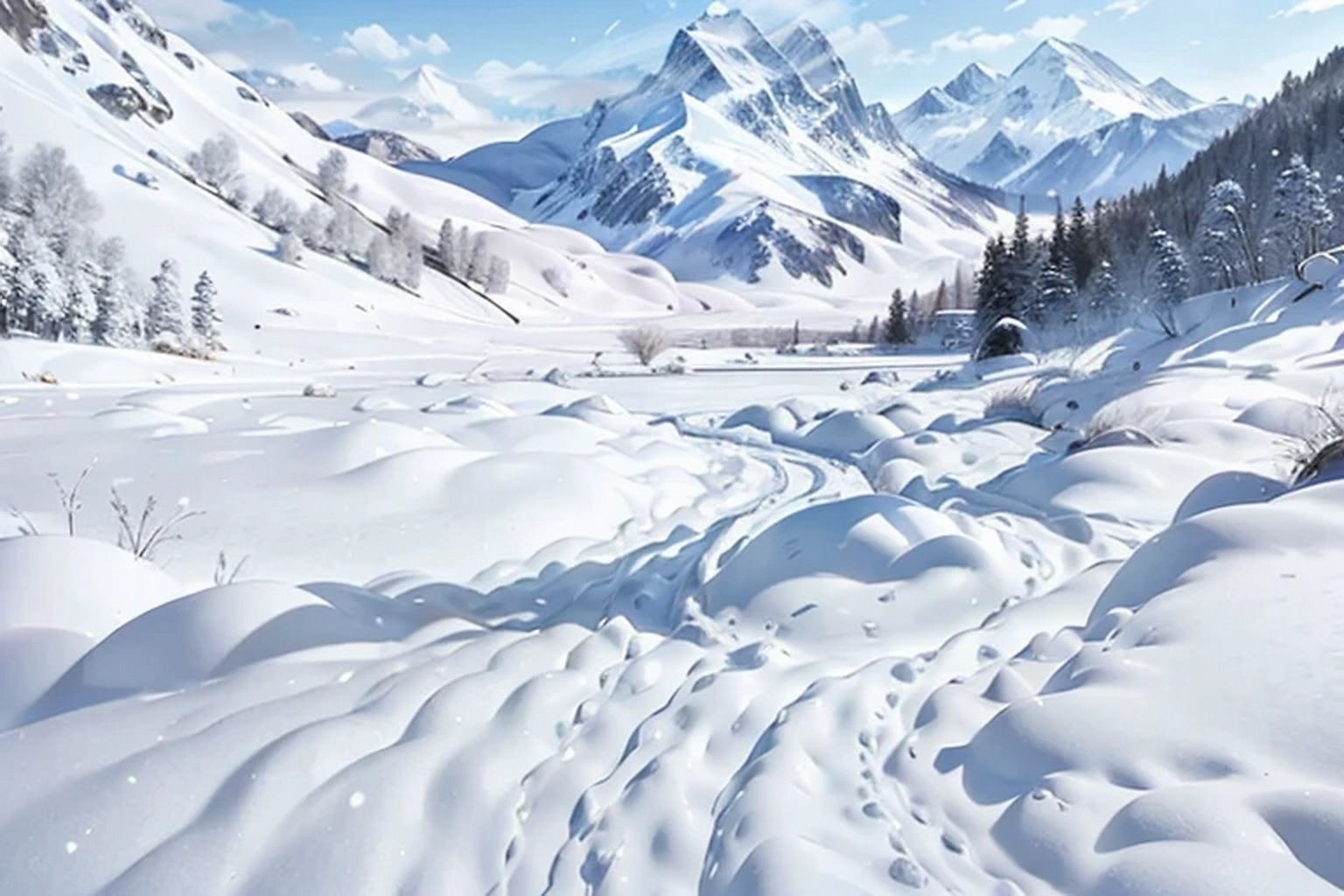 サンプル画像2:雪山  背景素材(豊川内角) [d_508662]