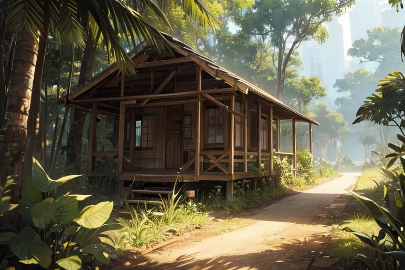 サンプル画像2:ジャングル・小屋  素材集(豊川内角) [d_509184]