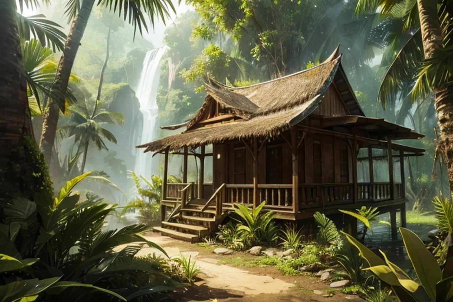 サンプル画像3:ジャングル・小屋  素材集(豊川内角) [d_509184]